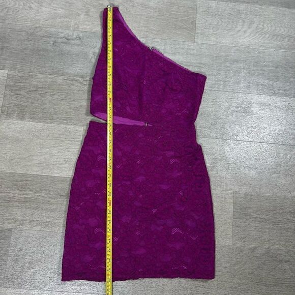 NBD × Naven Elina One Shoulder Waist Cut Out Lace Mini Dress, Magenta Women’s S - Picture 5 of 15